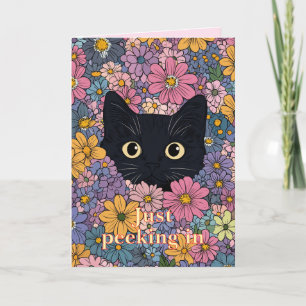 Cat in Flower Garden Design Greeting Card