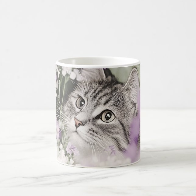 Cat in Flowers Coffee Mug (Center)