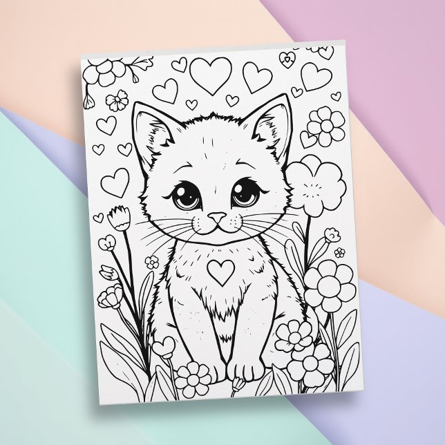 Cat in Flowers Colouring Page (Creator Uploaded)