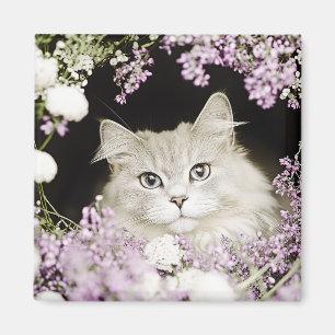 Cat in Flowers Magnet