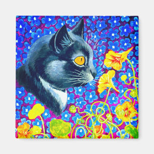 Cat in Flowers Magnet
