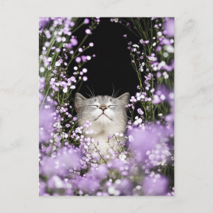 Cat in Flowers Postcard