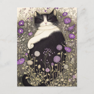 Cat in Flowers Postcard