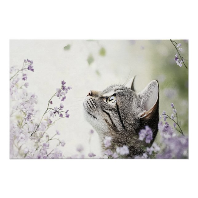 Cat in Flowers Poster (Front)