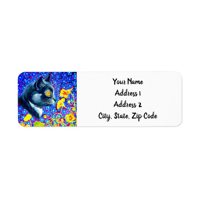 Cat in Flowers Return Address Label (Front)