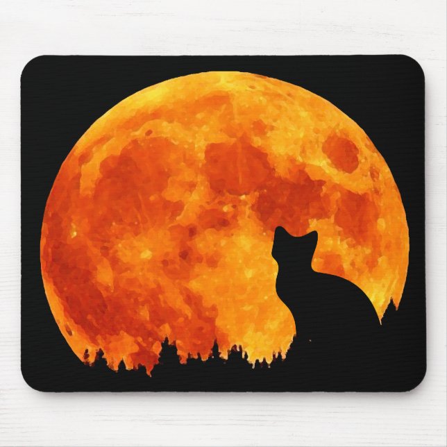 Cat in full orange Moon Mouse Pad (Front)