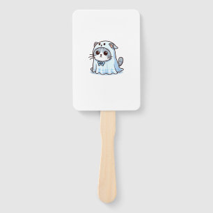 Cat in Ghost Costume for Halloween _1 Hand Fan