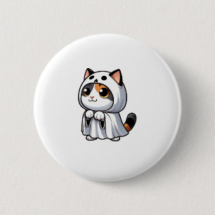 Cat in Ghost Costume for Halloween 6 Cm Round Badge