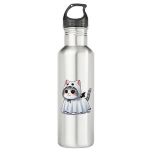 Cat in Ghost Costume for Halloween 710 Ml Water Bottle