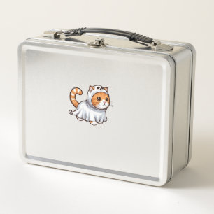 Cat in Ghost Costume for Halloween  Metal Lunch Box