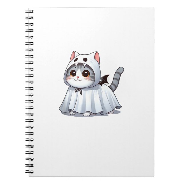 Cat in Ghost Costume for Halloween  Notebook (Front)