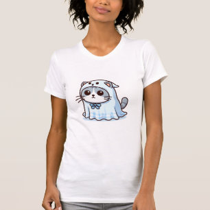 Cat in Ghost Costume for Halloween  T-Shirt