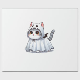 Cat in Ghost Costume for Halloween Tank Top Wrapping Paper