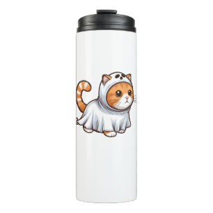 Cat in Ghost Costume for Halloween Thermal Tumbler