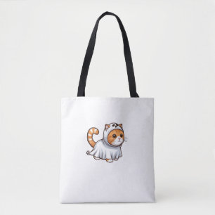 Cat in Ghost Costume for Halloween Tote Bag