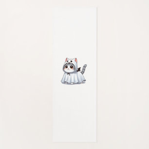 Cat in Ghost Costume for Halloween Yoga Mat