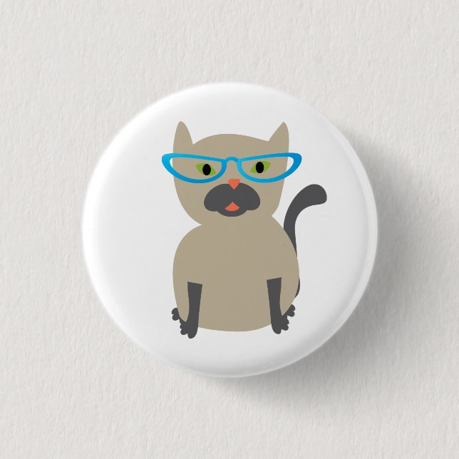 Cat in Glasses Button (Front)