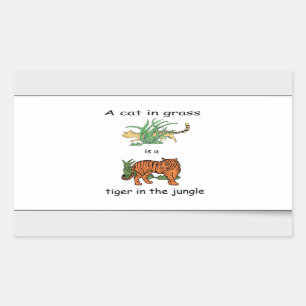 Cat in Grass is a Tiger in the Jungle Rectangular Sticker