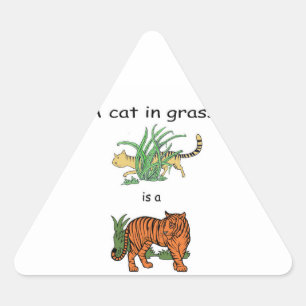 Cat in Grass is a Tiger in the Jungle Triangle Sticker