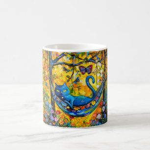 Cat in Hammock Under Tree Coffee Mug