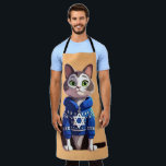 Cat in Hanukkah Sweater Apron<br><div class="desc">Change the background colour to suit your style!

Cat in Hanukkah Sweater</div>