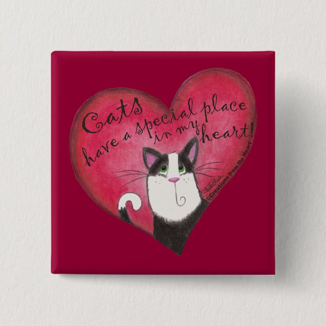 Cat in Heart 15 Cm Square Badge (Front)