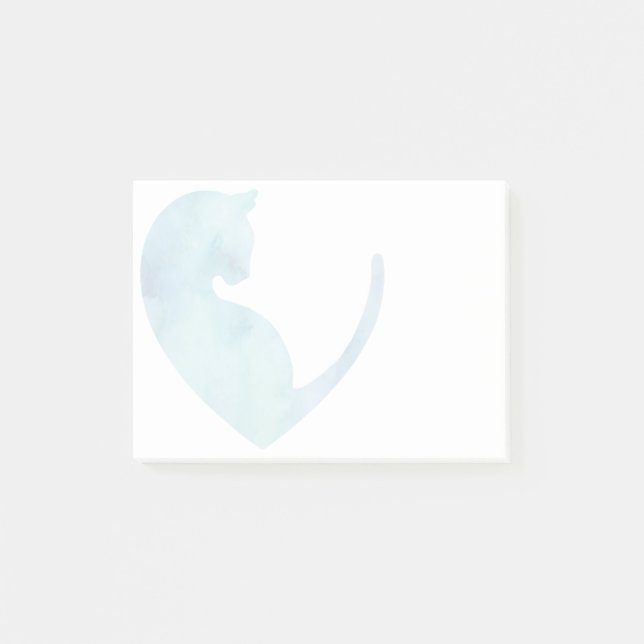 Cat in Heart - Blue Post-it Notes (Front)