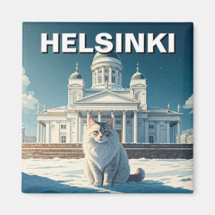 Cat in Helsinki Finland Travel Magnet