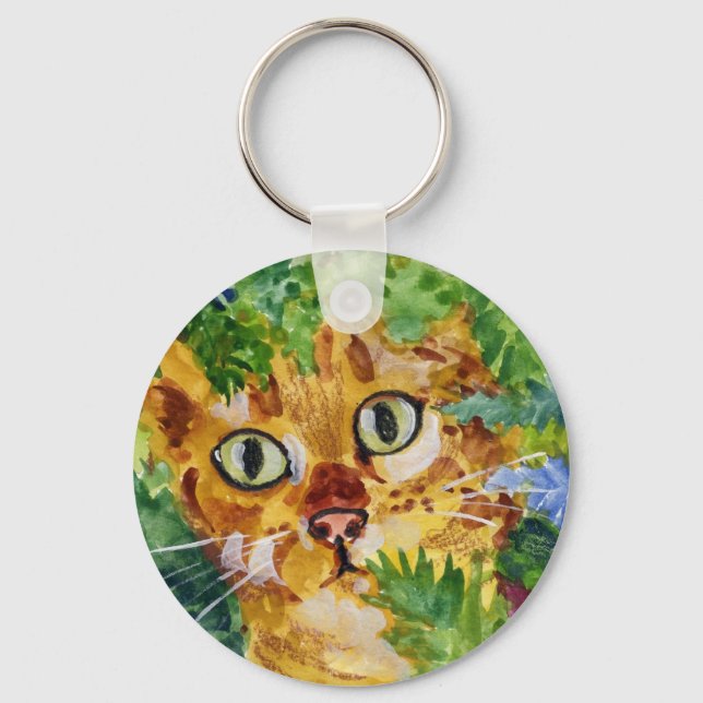 Cat in Hiding Key Ring (Front)