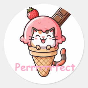 Cat in Ice-Cream Cone Perfect Classic Round Sticker