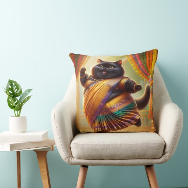 Cat in Indian clothes and dancing Cushion (Chair)