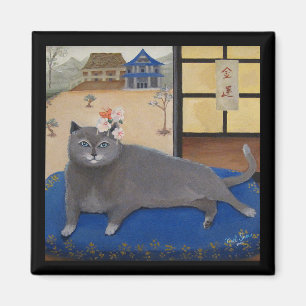 Cat in Japan Painting Magnet
