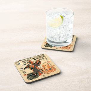 Cat in Kimono, Octopus Kuniyoshi Japanese Fine Art Coaster