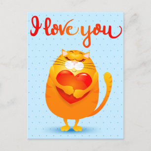 Cat in Love Holiday Postcard
