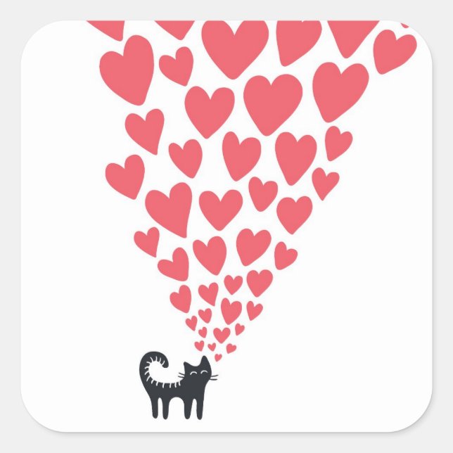 Cat in Love Square Sticker (Front)