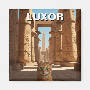 Cat in Luxor Egypt Karnak Temple Travel Magnet
