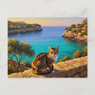 Cat in Mallorca Spain Travel Postcard