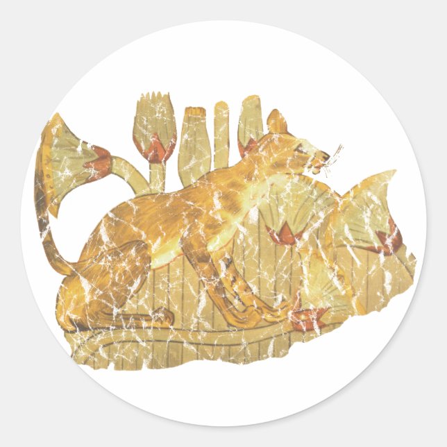 cat in marsh classic round sticker (Front)
