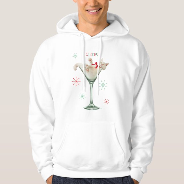 Cat in Martini Glass Hoodie (Front)