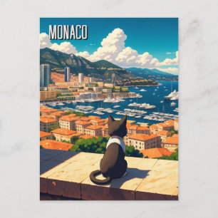 Cat in Monaco Monte Carlo Europe Travel Postcard
