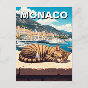 Cat in Monaco Monte Carlo Europe Travel Postcard
