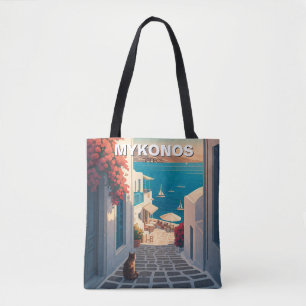 Cat in Mykonos Greece Cyclades Travel Sunset Tote Bag