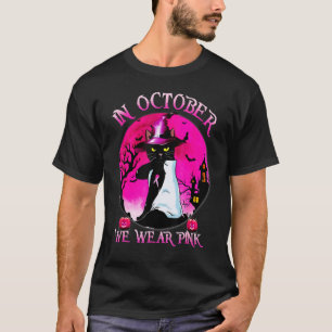 Cat In October We Wear Pink Halloween T-Shirt