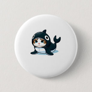 Cat in Orca Costume  6 Cm Round Badge