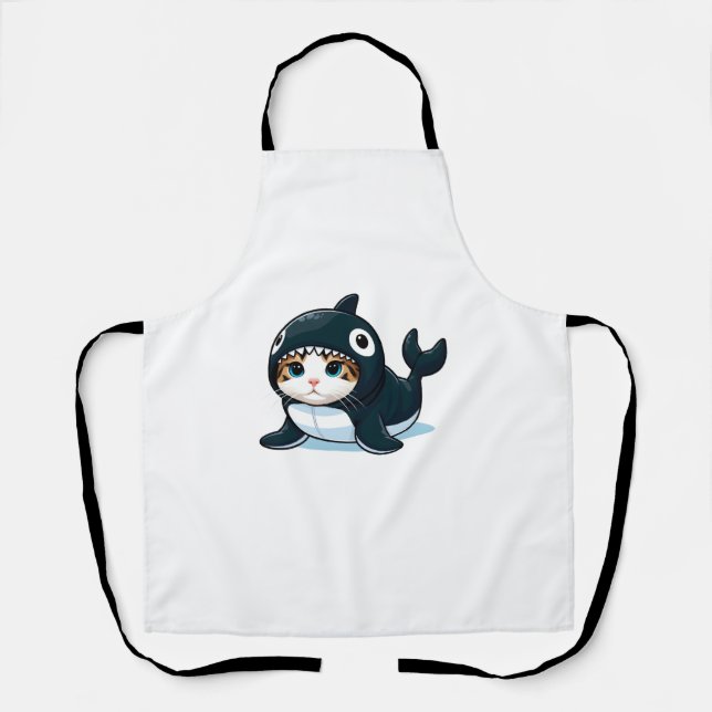 Cat in Orca Costume  Apron (Front)