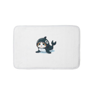 Cat in Orca Costume Bath Mat