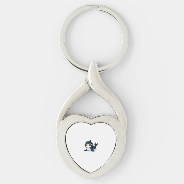 Cat in Orca Costume  Key Ring (Front)