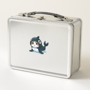 Cat in Orca Costume  Metal Lunch Box