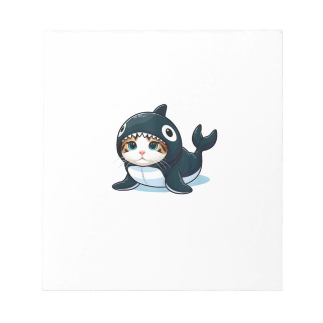 Cat in Orca Costume Tank Top Notepad (Front)