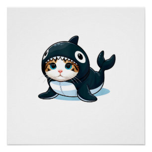 Cat in Orca Costume Tank Top Poster